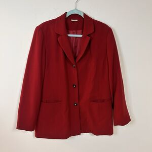 Vintage Koret Red Blazer Womens Size 14 Classic Career Jacket Lined Button Front